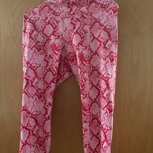 Fabletics Pink and Red Snake-Print Women’s Leggings